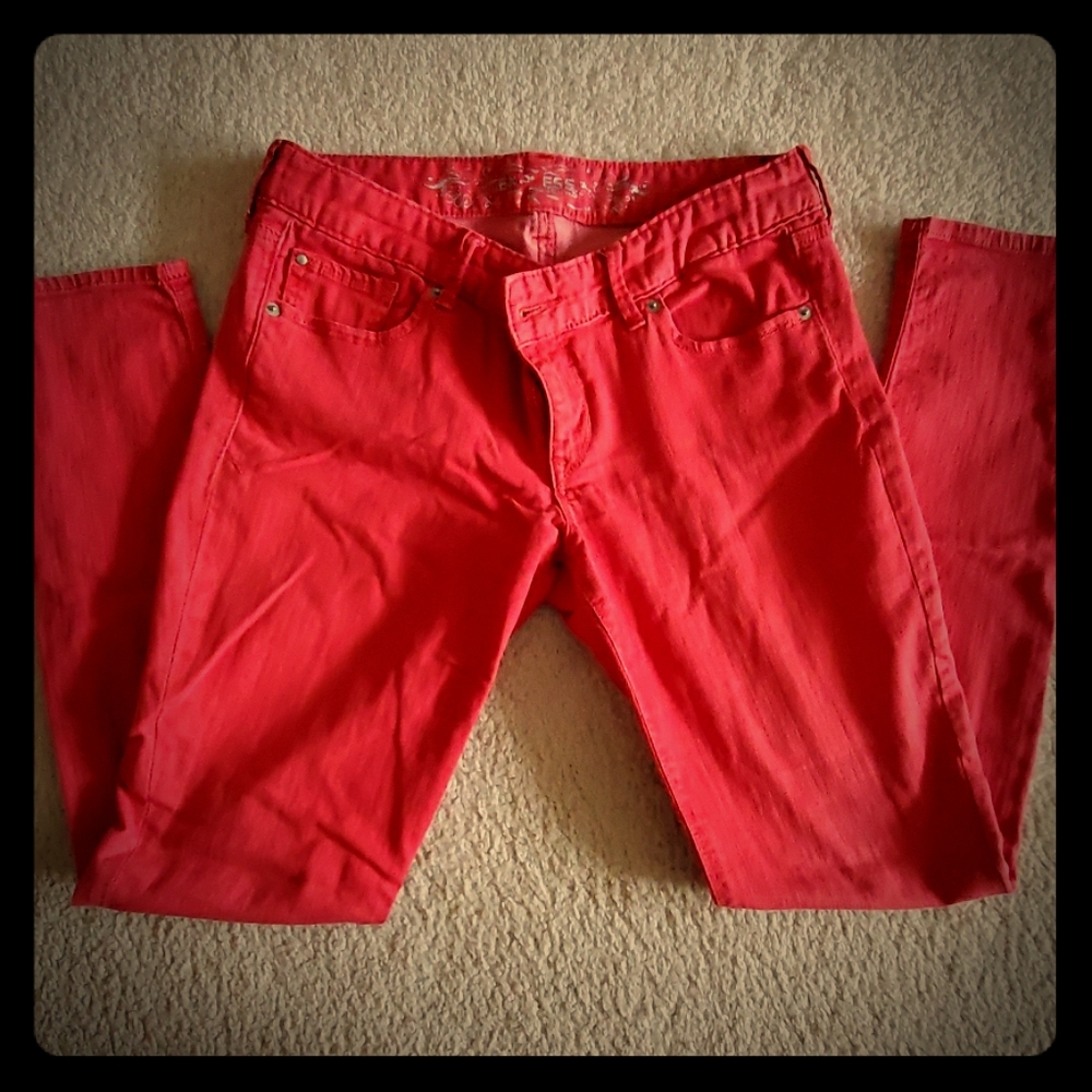 Express Red/Pink Skinny Jeans 8